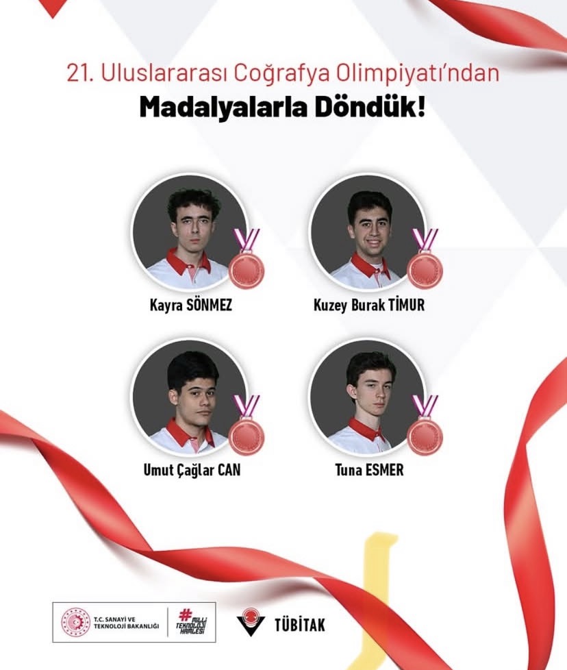 21.ULUSLARARASI COĞRAFYA OLİMPİYATI'NDAN MADALYALARLA DÖNDÜK